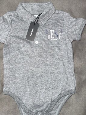 Diesel Gray Heather Polo-Style Baby Bodysuit 18 months
